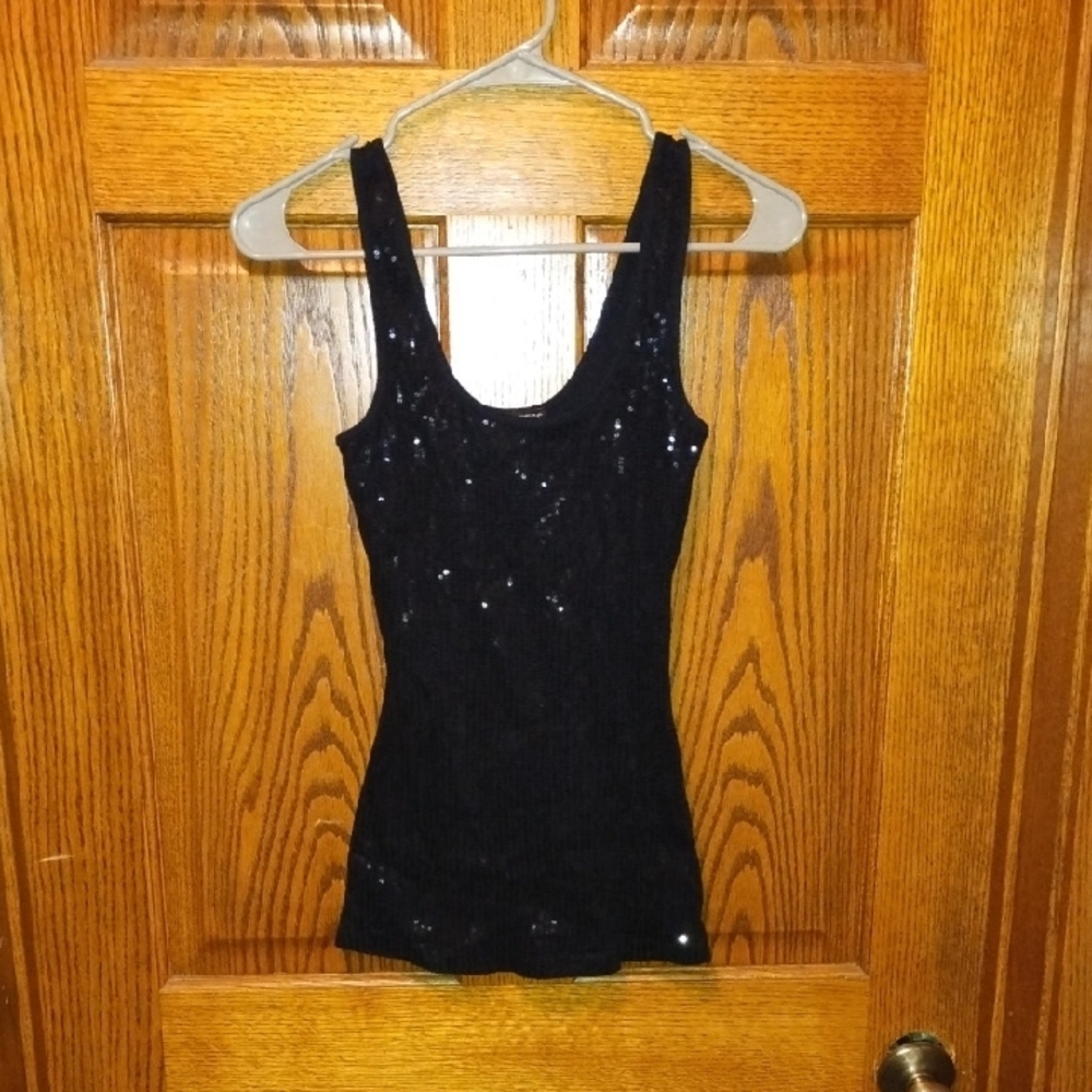 Black Sequin Sleeveless Top